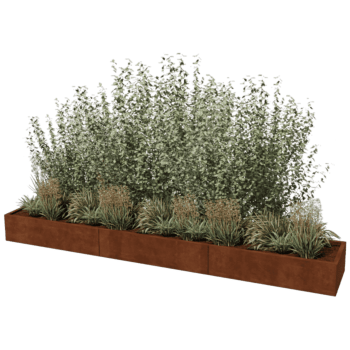Corten steel planter Texas xxl 360 x 60 cm