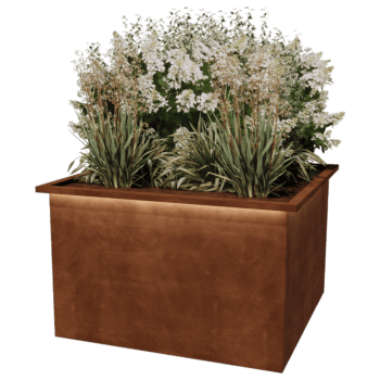 Corten steel welded planters Alabama with LED 120 x 120 x 80 cm