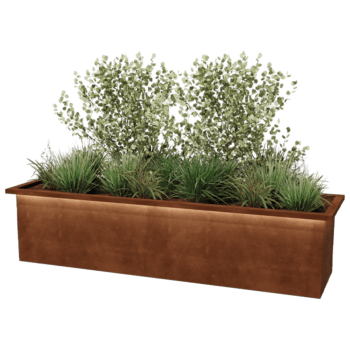 Corten steel welded planters Alabama with LED 200 x 50 x 50 cm