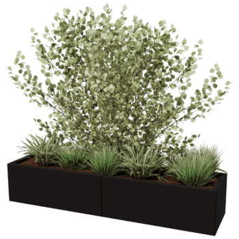 Powder coated steel planter Texas xxl 160 x 40 cm