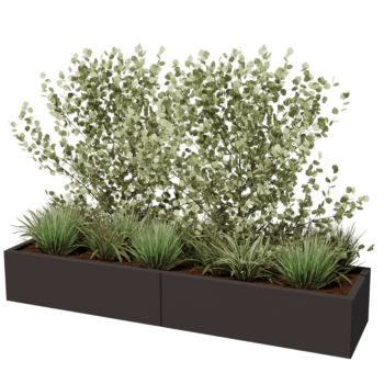 Powder coated steel planter Texas xxl 200 x 50 cm