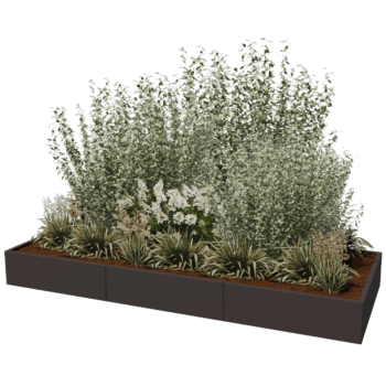 Powder coated steel planter Texas xxl 300 x 120 cm