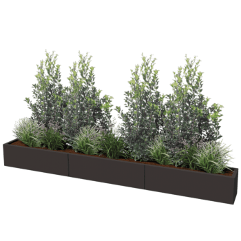 Powder coated steel planter Texas xxl 300 x 30 cm