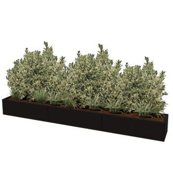 Powder coated steel planter Texas xxl 300 x 40 cm