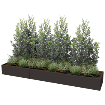 Powder coated steel planter Texas xxl 300 x 60 cm