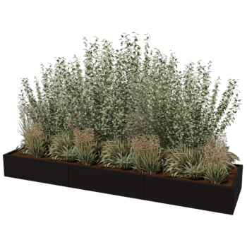 Powder coated steel planter Texas xxl 300 x 80 cm