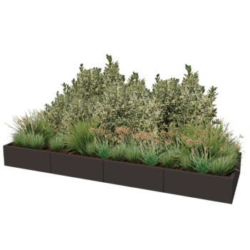 Powder coated steel planter Texas xxl 320 x 100 cm