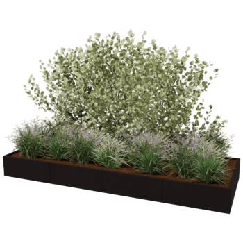 Powder coated steel planter Texas xxl 320 x 120 cm