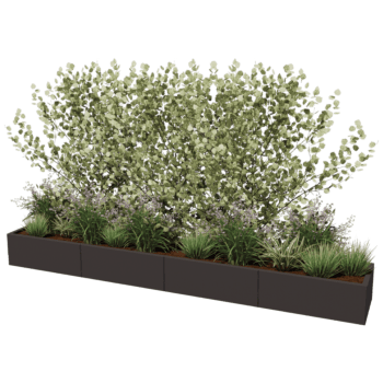 Powder coated steel planter Texas xxl 320 x 50 cm
