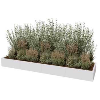 Powder coated steel planter Texas xxl 320 x 80 cm