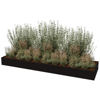 Powder coated steel planter Texas xxl 360 x 100 cm