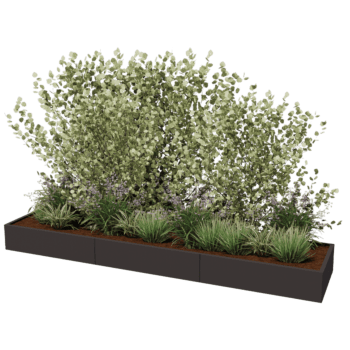 Powder coated steel planter Texas xxl 360 x 80 cm