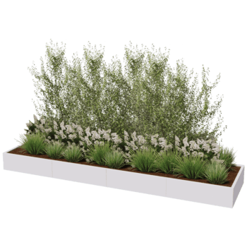 Powder coated steel planter Texas xxl 400 x 100 cm