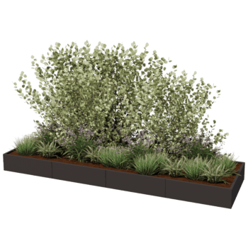 Powder coated steel planter Texas xxl 400 x 120 cm