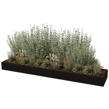 Powder coated steel planter Texas xxl 400 x 80 cm