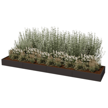 Powder coated steel planter Texas xxl 480 x 100 cm