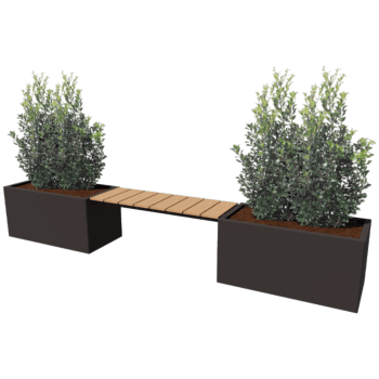 Powder coated steel planter with bench Vegas Texas