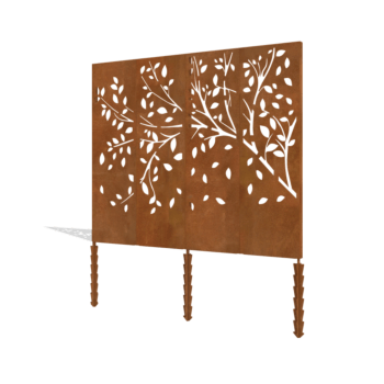 Corten steel panel tree complete set 240 x 6 x 190 cm