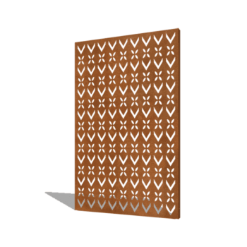 Corten steel panel roof motif composition 1 120 x 6 x 190 cm