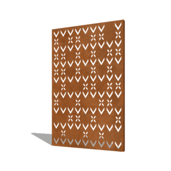 Corten steel panel roof motif composition 3 120 x 6 x 190 cm