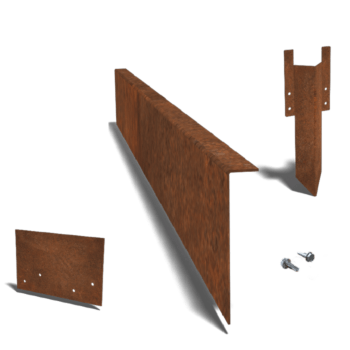 Corten steel border edge angled 12 cm complete set per 15 metres