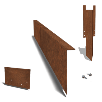 Corten steel border edge angled 22 cm complete set per 15 metres