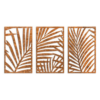 Corten steel wall decor Ferns 3-parts