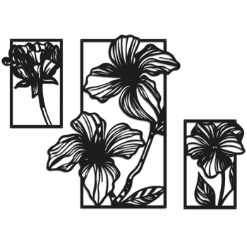 Metal wall decor Flowers 3 parts