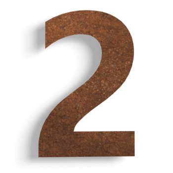 Corten steel house number 2 - 15 cm