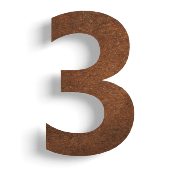 Corten steel house number 3 - 30 cm