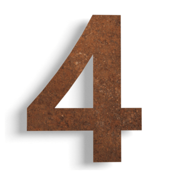 Corten steel house number 4 - 30 cm