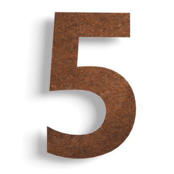 Corten steel house number 5 - 30 cm