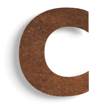 Corten steel house number c - 15 cm