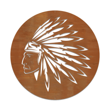 Corten steel wall decor Native American