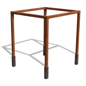 Corten steel pergola square setup 274 x 250 cm