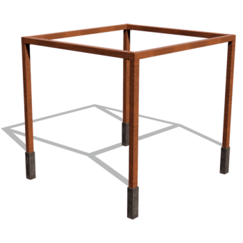 Corten steel pergola square setup 324 x 300 cm