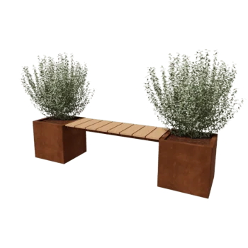 Corten steel planter - Square - 221,2 x 50 x 50 cm - With garden bench