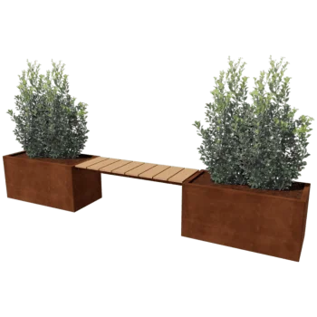 Corten steel planter - Rectangle - 321,2 x 50 x 50 cm - With garden bench