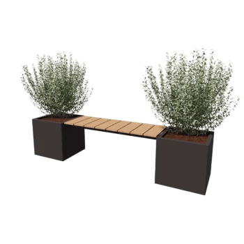Steel planter - Square - 221,2 x 50 x 50 cm - Other RAL colour - With bottom plate - With garden bench