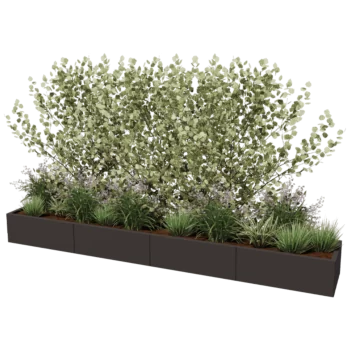 Steel planter XXL - Rectangle - 320 x 50 x 80 cm - Other RAL colour - With bottom plate