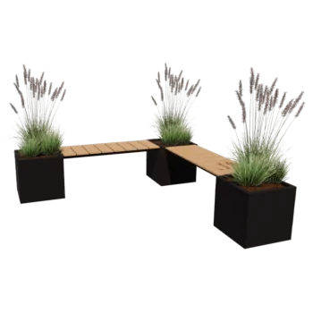 Steel planter - Square - Corner - 221,2 x 221,2 x 50 cm - Other RAL colour - With bottom plate - With garden bench