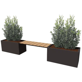 Steel planter - Rectangle - 321,2 x 50 x 50 cm - With garden bench