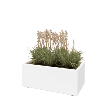 Steel planter - Rectangle - 80 x 40 x 30 cm - RAL9005 matt (white) - With bottom plate - With legs
