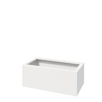 Steel planter - Rectangle - 80 x 40 x 30 cm - RAL9005 matt (white) - With bottom plate