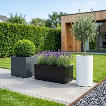 Steel planter - Square - 50 x 50 x 60 cm - RAL7016 matt (anthracite grey) - With bottom plate - With wheels