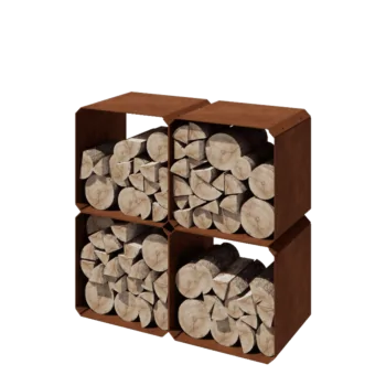 Corten steel log storage - Colorado 4 pieces - 40 x 40 x 40 cm