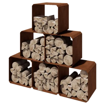 Corten steel log storage - Colorado 6 pieces - 40 x 40 x 40 cm