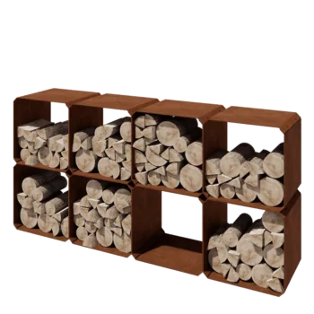 Corten steel log storage - Colorado 8 pieces - 40 x 40 x 40 cm