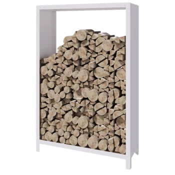 Steel log storage - Indiana - 120 x 40 x 180 cm - RAL9005 matt (white)