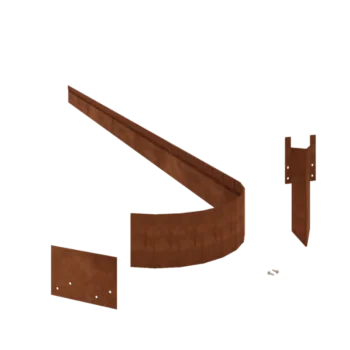 Corten steel lawn border edging - Flattened FLEX - Height 13 cm - Complete set 24 meter